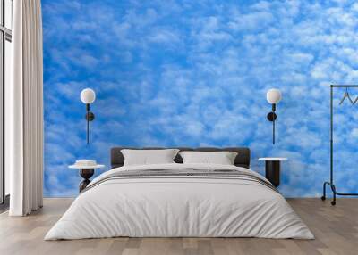 Clouds in the blue sky. Cirrocumulus, cirrostratus cloud, nature background Wall mural