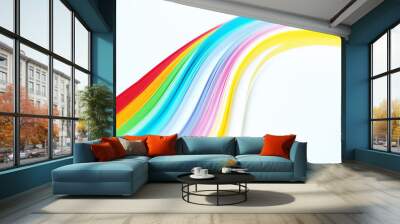 Colored strips of paper for quilling, rainbow stretches into the distance, selective focus Wall mural