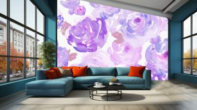 Watercolor Floral Background with Hand Painted Flowers. Spring Floral Wall mural