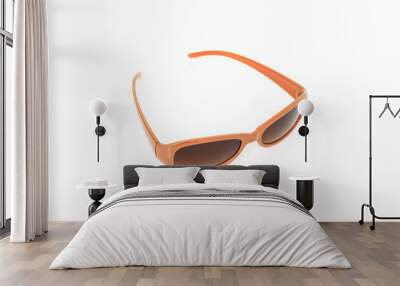 brown sunglasses on white background Wall mural