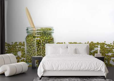 mung bean green in bottle glass on white background Wall mural