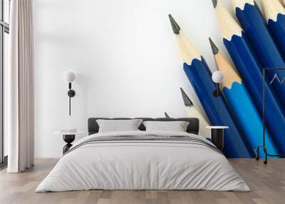 pencil blue tool art on white background Wall mural