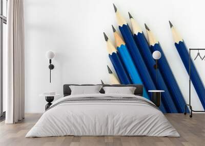 pencil blue tool art on white background Wall mural