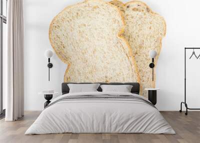 whole wheat bread top view on white background. Wall mural