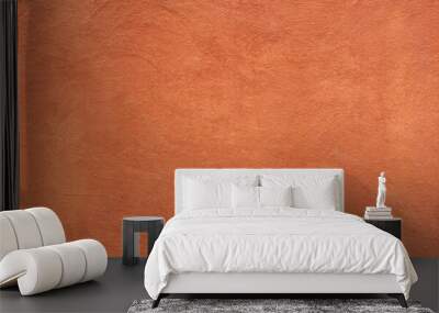 Abstract panorama image of Orange clay wall grunge texture background for interior decoration. Wall mural