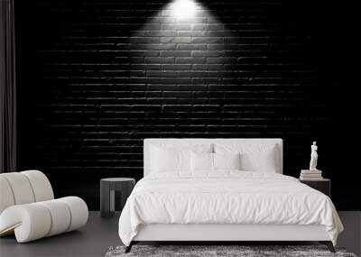 Empty space of Studio dark room black brick wall and spotlight with concrete floor for showing product. Wall mural