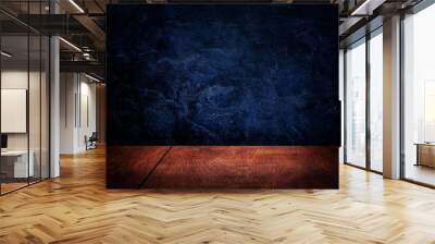 Empty space of Wooden table with concrete grunge texture background. Wall mural