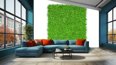 Top view of Green artificial grass isolated on white background. Wall mural