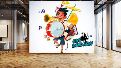 one man band character design. instrument concept - vector Wall mural