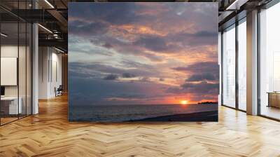 Sunset at the black sea Wall mural