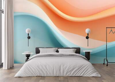 abstract 3d wavy smooth background. multicolor pastel colour palette. aesthetic concept. generative  Wall mural