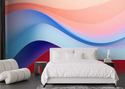 Abstract 3d wavy smooth background. Multicolor pastel colour palette. Aesthetic concept. Generative AI Wall mural