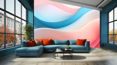 Abstract 3d wavy smooth background. Multicolor pastel colour palette. Aesthetic concept. Generative AI Wall mural