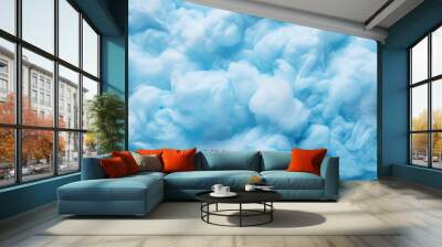 Blue cotton candy background. Candy floss texture. Generative AI Wall mural