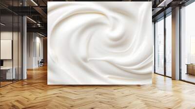 Close up of white natural creamy vanilla yogurt. Top view. Generative AI Wall mural