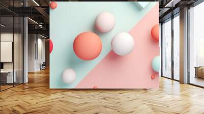 geometric 3d smooth pastel shapes. abstract background with light colour palette. generative ai Wall mural