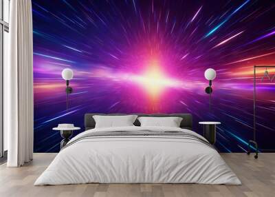 Lightspeed travel background. Galaxy and cosmos exploration. Generative AI Wall mural