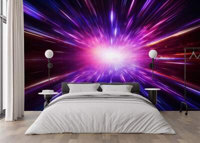 Lightspeed travel background. Galaxy and cosmos exploration. Generative AI Wall mural