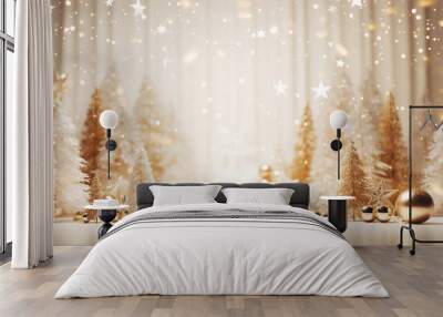 modern shiny creative christmas backdrop. golden festive new year background. generative ai Wall mural