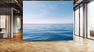 Panorama landscape of empty blue sea and sky blue background. Generative AI Wall mural