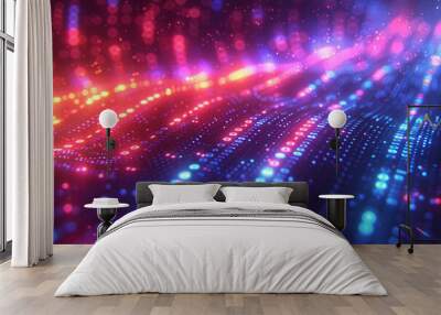 An abstract technology background featuring a mesmerizing display of binary code, with intricate patterns and vibrant colors, creating a visually stunning representation of digital world and intercon Wall mural