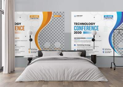 Abstract Business technology conference flyer and event invitation banner template design or corporate business workshop, meeting & training promotion poster. Wall mural