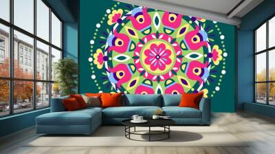 geometric floral ethnic decoration. fashion mexican, navajo, aztec, native american ornament. colore Wall mural