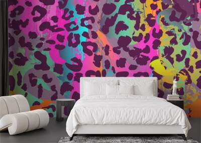 colorful animal seamless background Wall mural