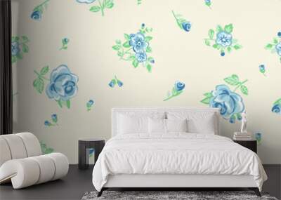 ditsy blue roses Wall mural