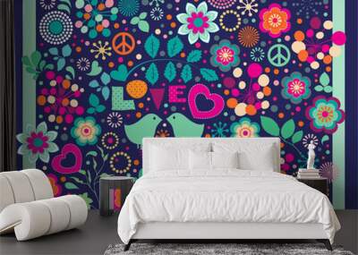 Love birds vector collection Wall mural