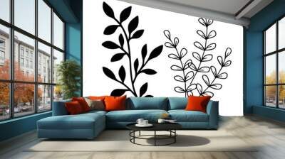 vector illustration line art background vintage graphic design black nature decoration leaf beautiful style Wall mural