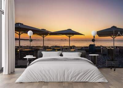 Sunset in Paros island beach in Greece. Wall mural