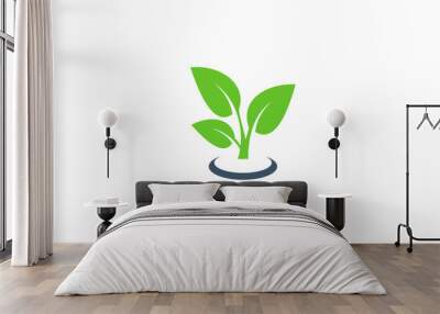 green leaf eco plant vector logo icon Wall mural