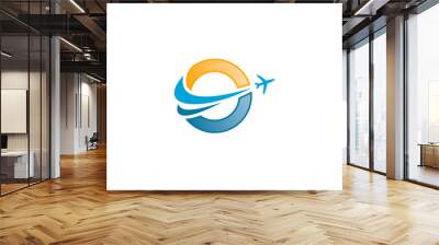 world travel air plane globe logo Wall mural