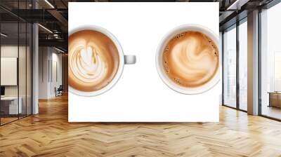 Set of hot coffee with creme top view isolated on a  transparent background Wall mural