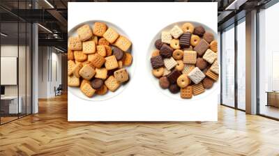 Set of Square-shaped cookies on a plate  top view isolated on a transparent background Wall mural