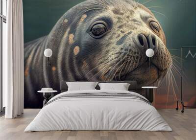 portrait of a seal in the water generative ai illustration Wall mural