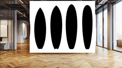 Set of Black Silhouettes Surfboards Vector Wall mural