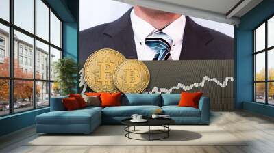 symbolic bitcoin coin on the stock exchange Wall mural