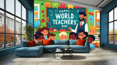 an image of a vibrant classroom on World Teachers' Day  Wall mural