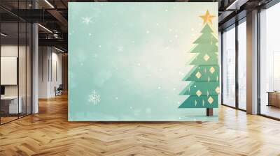 christmas banner, illustration, ample space for text, christmas tree, Christmas Wall mural