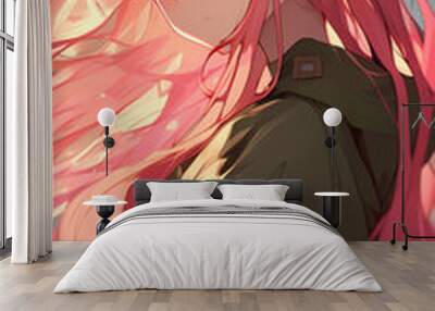 Beautiful and cute anime style girl Wall mural