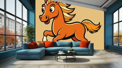 horse cartoon isolated on white Wall mural