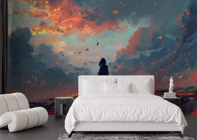 beautiful anime style illustration, ideal for illustrating books Wall mural