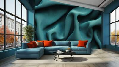 green fabric with large folds,  abstract background Wall mural