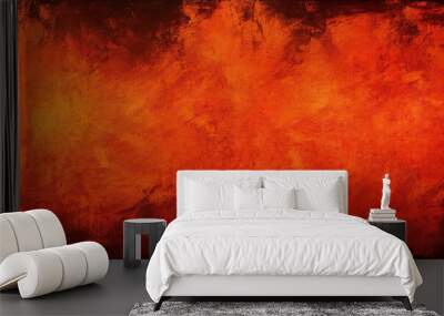 Textured abstract bright orange grunge background. Generative AI Wall mural