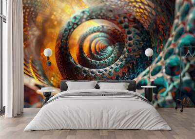 Abstract background geometric shapes, such as fractals complex 3D designs. Wall mural