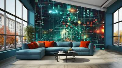 Abstract Digital Network Wall mural