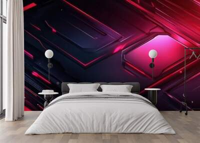 Abstract Futuristic Red and Black Tech gaming Background wallpaper AI generated image Wall mural