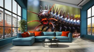 angry centipede monster background wallpaper ai generated image Wall mural